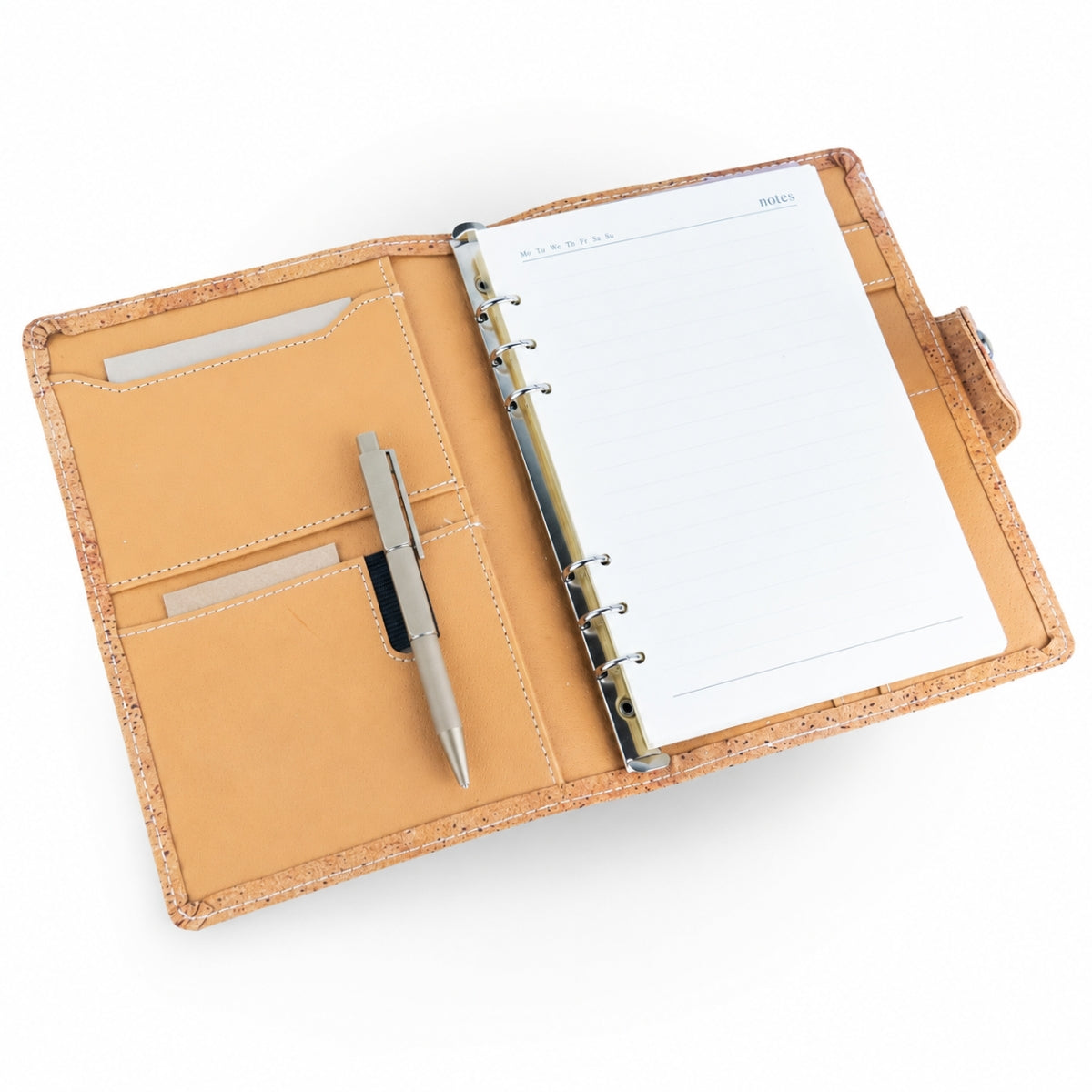 Natural Cork Organizer Notebook with Ring Binder & Card Slots – Vegan Journal L-1201