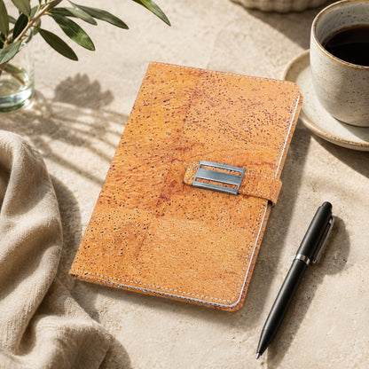 Natural Cork Notebook with Metal Buckle Closure – Vegan Journal & Planner L-1202