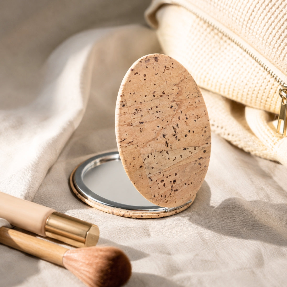 Slim Oval Cork Compact Mirror – Double-Sided (12-Pack) L-1211-12
