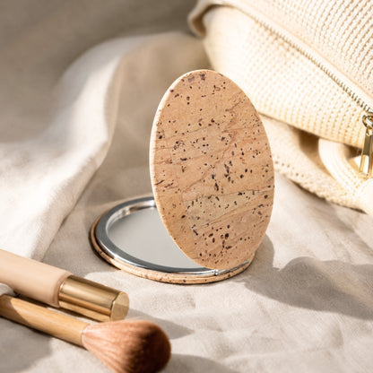 Slim Oval Cork Compact Mirror – Double-Sided (12-Pack) L-1211-12
