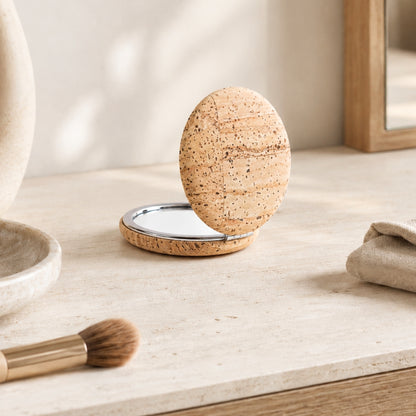 Thick Round Cork Compact Mirror – Double-Sided (12-Pack) L-1214-12