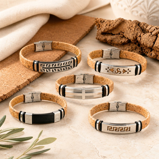 Handmade Unisex Bracelet – 10mm Flat Colored Cork Cord with Stainless Steel Hardware BR-007-MIX-5