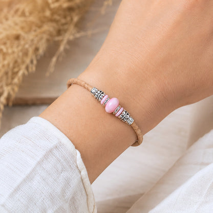 Handmade Natural Cork Bracelet with Ceramic Bead BR-536-MIX-6