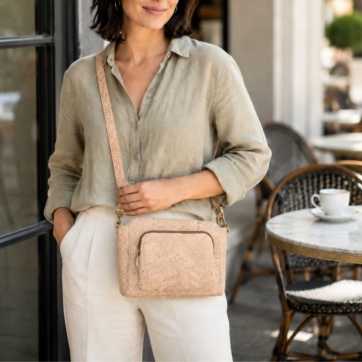 Cork Crossbody Bag — Adjustable Strap BAGD-642
