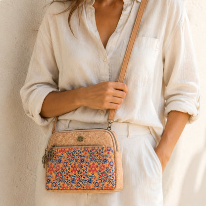 Cork Crossbody Bag — Double Zip BAGD-647