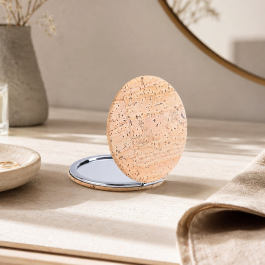Round Cork Compact Mirror – Double-Sided (12-Pack) L-1208-12