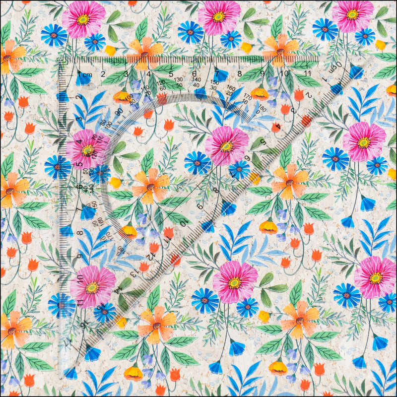 Multicolor Floral Cork Fabric COF-632 cork fabric