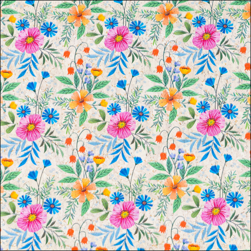Multicolor Floral Cork Fabric COF-632 cork fabric