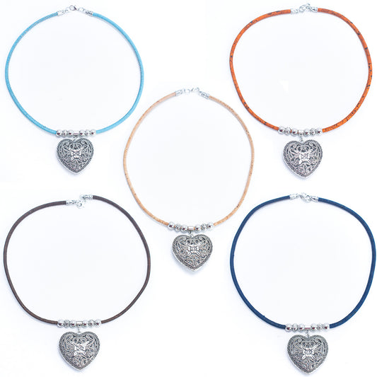 3MM round natural cork handmade women's cork necklace N-323-MIX-5