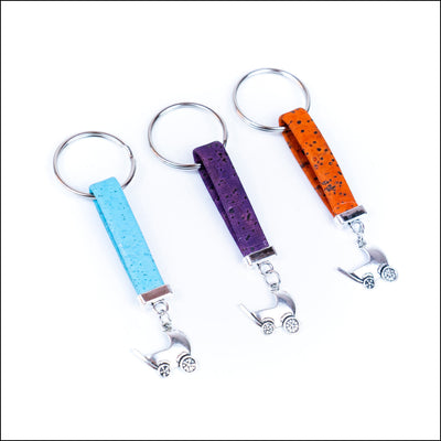 Natural colored cork cord and cute stroller pendant handmade keychain I-088-MIX-10 Flash Sales