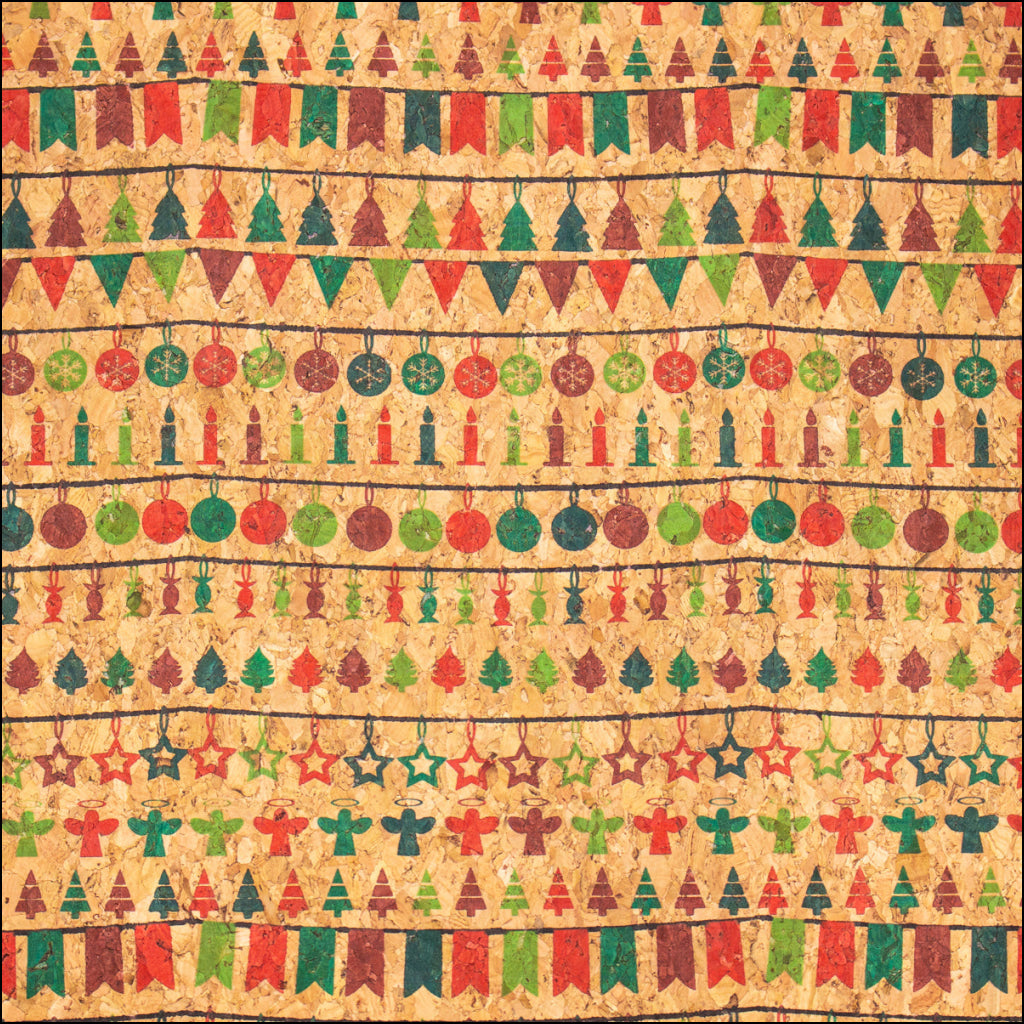 Natural Cork Christmas Fabric Collection Pattern Cof-326 Fabric