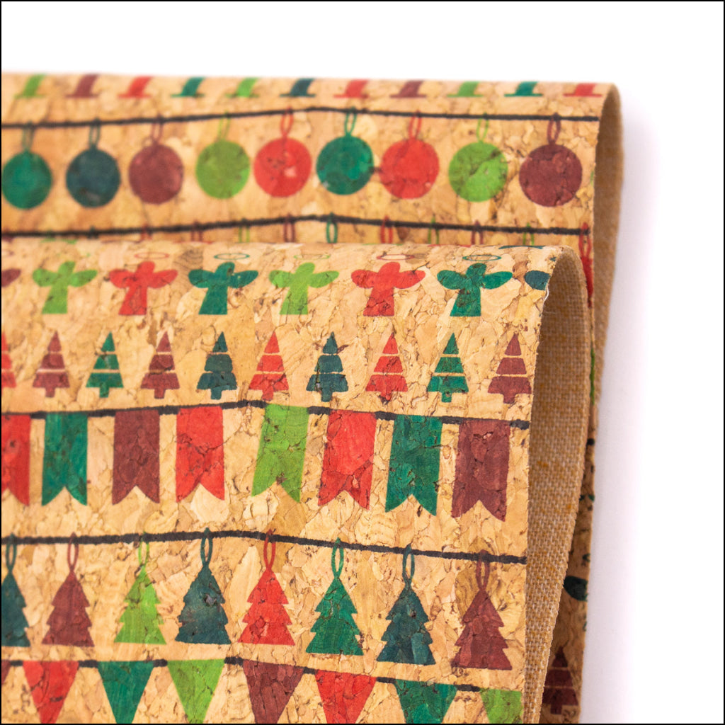 Natural Cork Christmas Fabric Collection Pattern Cof-326 Fabric