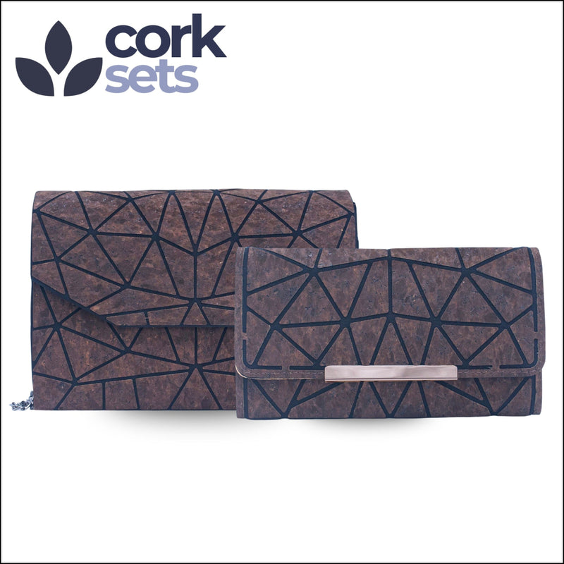 Natural Cork Crossbody Bag & Wallet Set SET-015 Brown Flash Sales