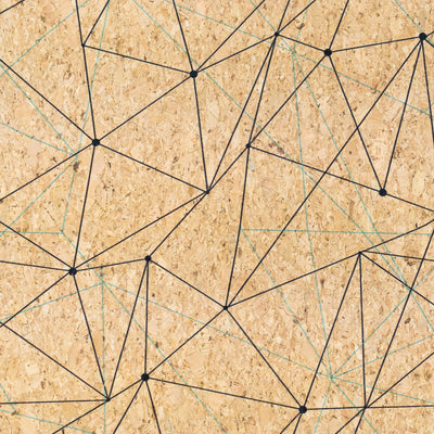 Natural Cork Fabric with Abstract Geometric Line Pattern COF-669 cork fabric