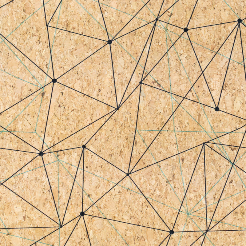 Natural Cork Fabric with Abstract Geometric Line Pattern COF-669 cork fabric