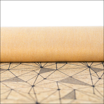 Natural Cork Fabric with Black Geometric Pattern COF-665 cork fabric