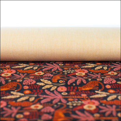 Natural Cork Fabric With Cheetah In Forest Pattern Cof-475 Cork Fabric