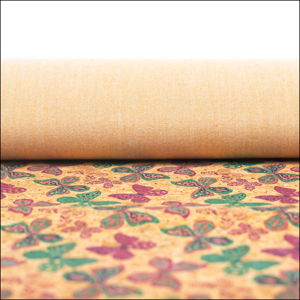Natural Cork Fabric With Colorful Butterfly Pattern Cof-477 Cork Fabric
