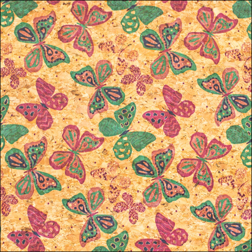 Natural Cork Fabric With Colorful Butterfly Pattern Cof-477 Cork Fabric