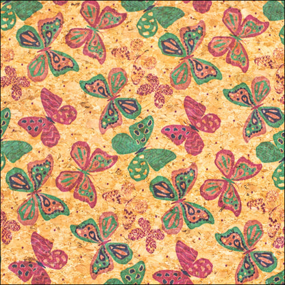 Natural Cork Fabric With Colorful Butterfly Pattern Cof-477 Cork Fabric