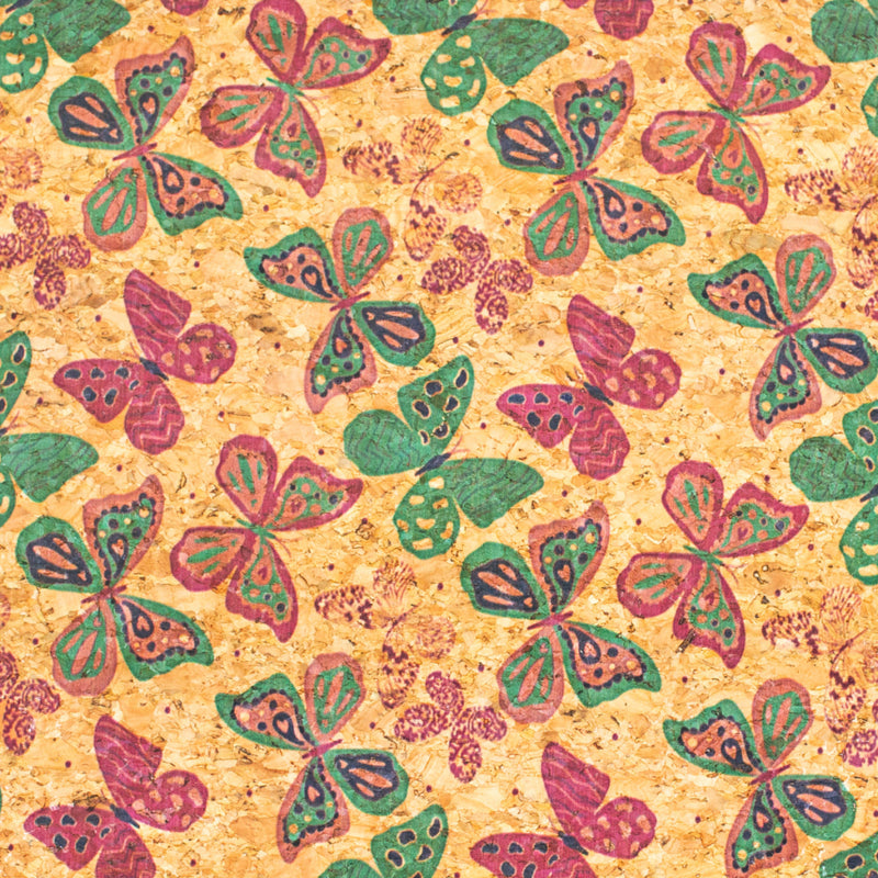 Natural Cork Fabric With Colorful Butterfly Pattern Cof-477 Cork Fabric