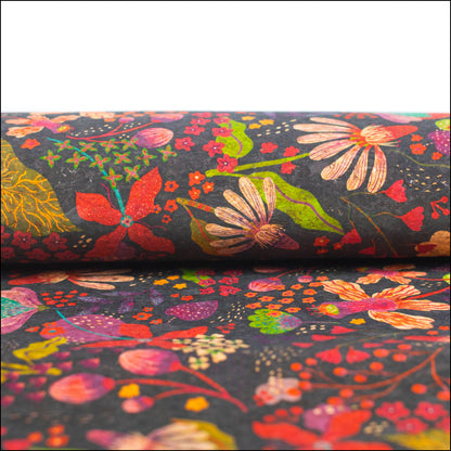 Natural Cork Fabric With Colorful Flowers Pattern Cof-478 Cork Fabric