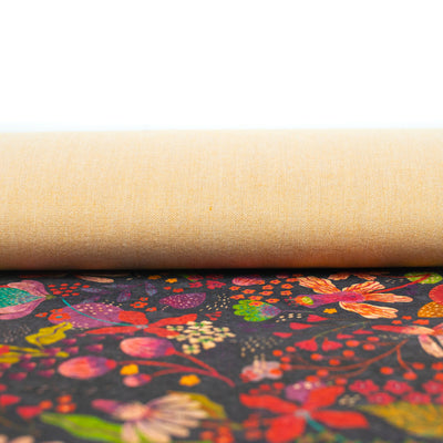 Natural Cork Fabric With Colorful Flowers Pattern Cof-478 Cork Fabric