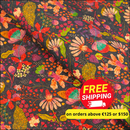 Natural Cork Fabric With Colorful Flowers Pattern Cof-478 Cork Fabric