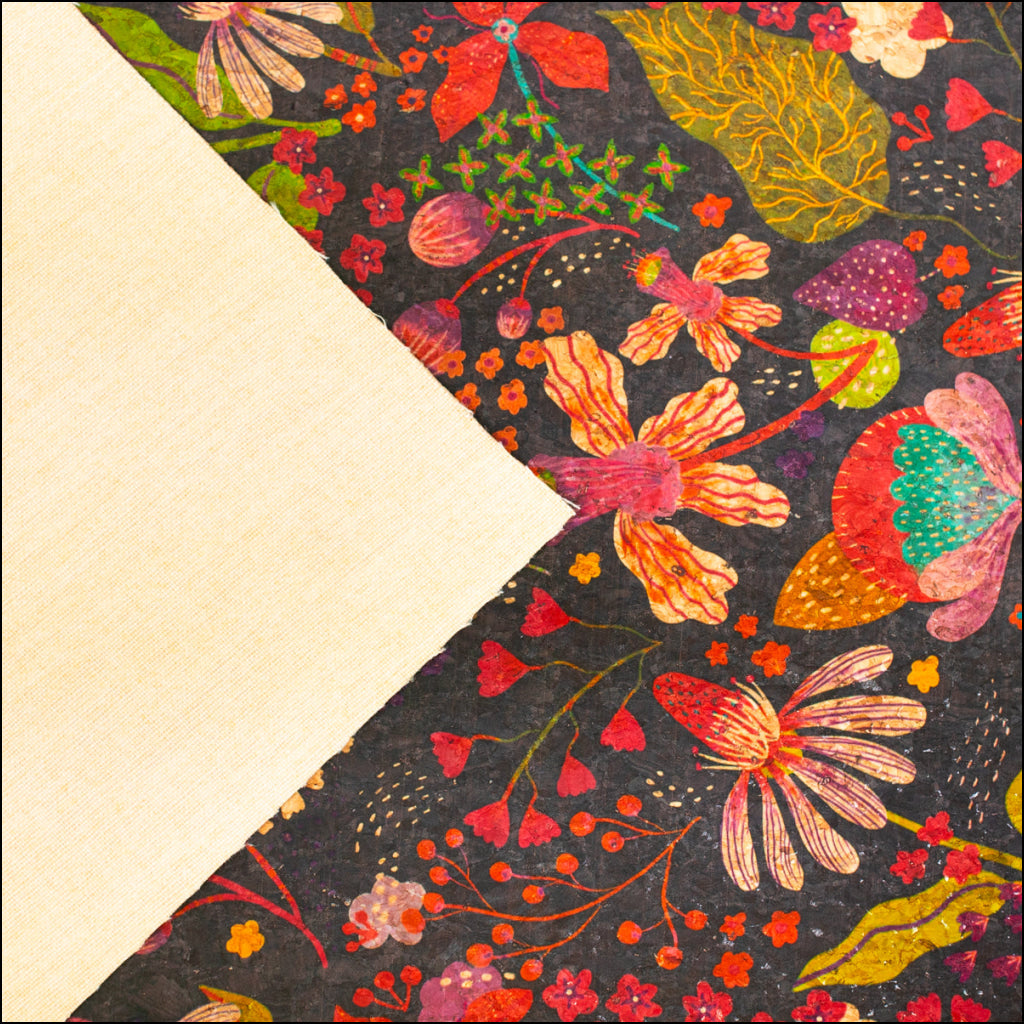 Natural Cork Fabric With Colorful Flowers Pattern Cof-478 Cork Fabric