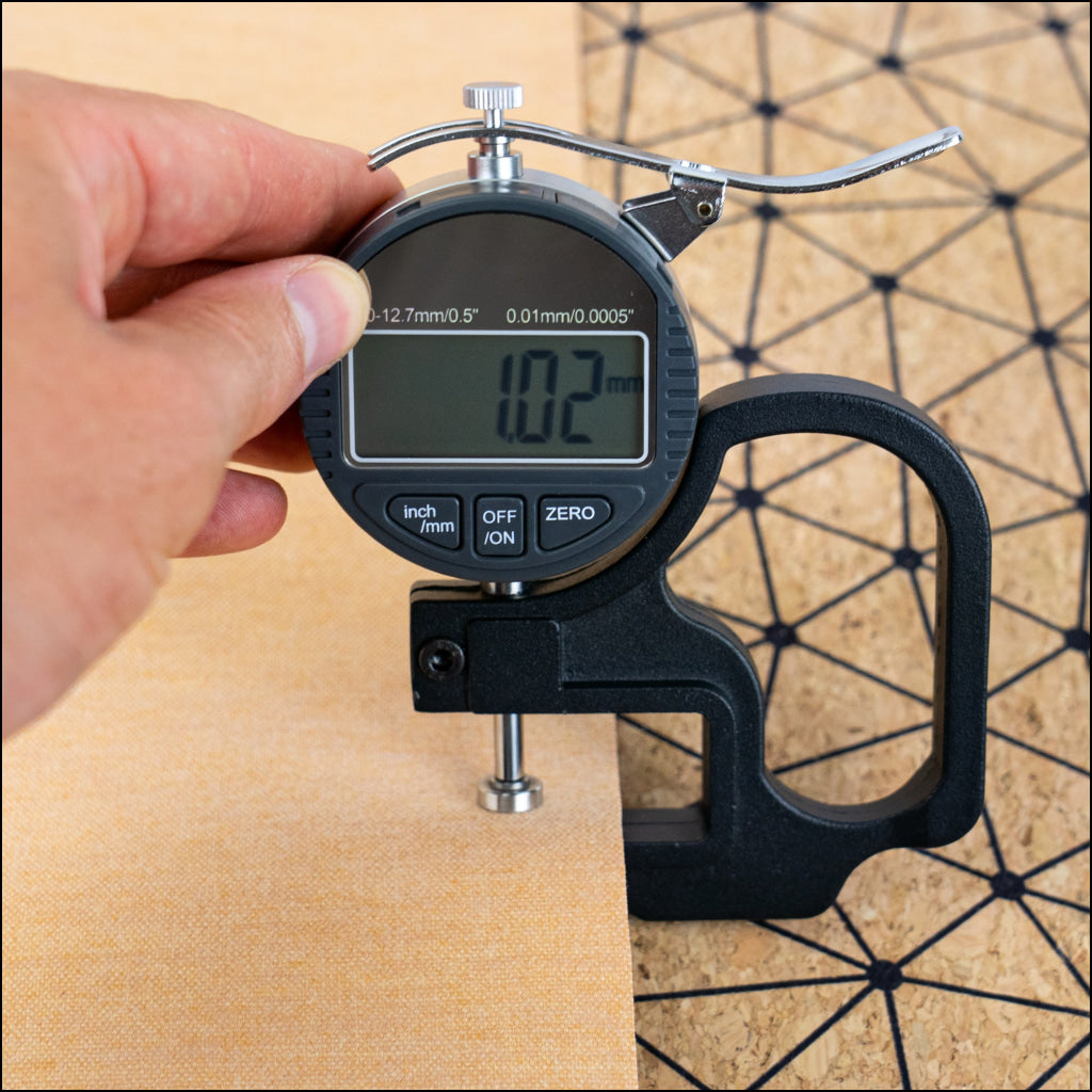 Natural Cork Fabric with Fine Black Geometric Pattern COF-664 cork fabric