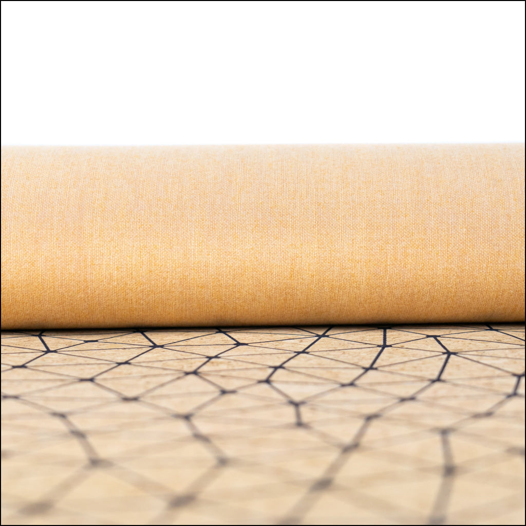 Natural Cork Fabric with Fine Black Geometric Pattern COF-664 cork fabric