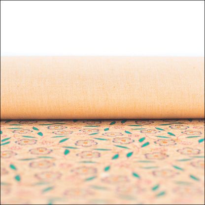 Natural Cork Fabric With Flowers Patterns Cof-355-A Cork Fabric