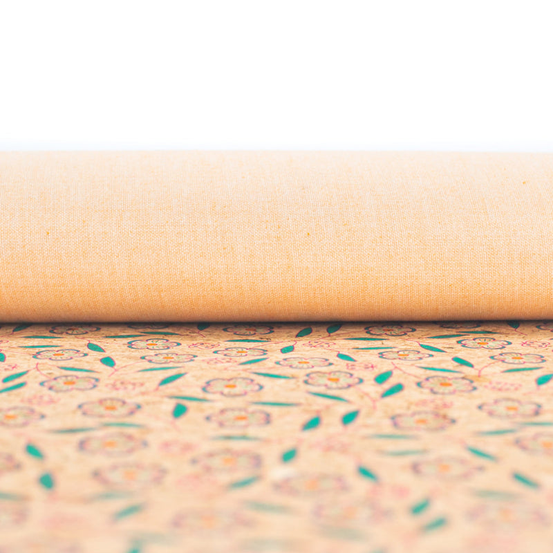Natural Cork Fabric With Flowers Patterns Cof-355-A Cork Fabric