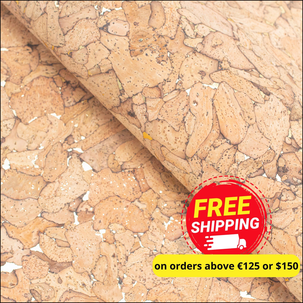 Natural Cork Fabric With Golden Cracks Cof-177-A Cork Fabric