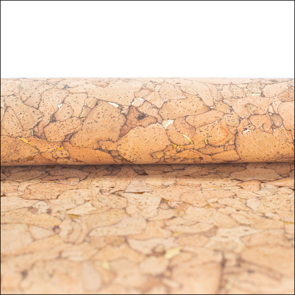 Natural Cork Fabric With Golden Cracks Cof-177-A Cork Fabric