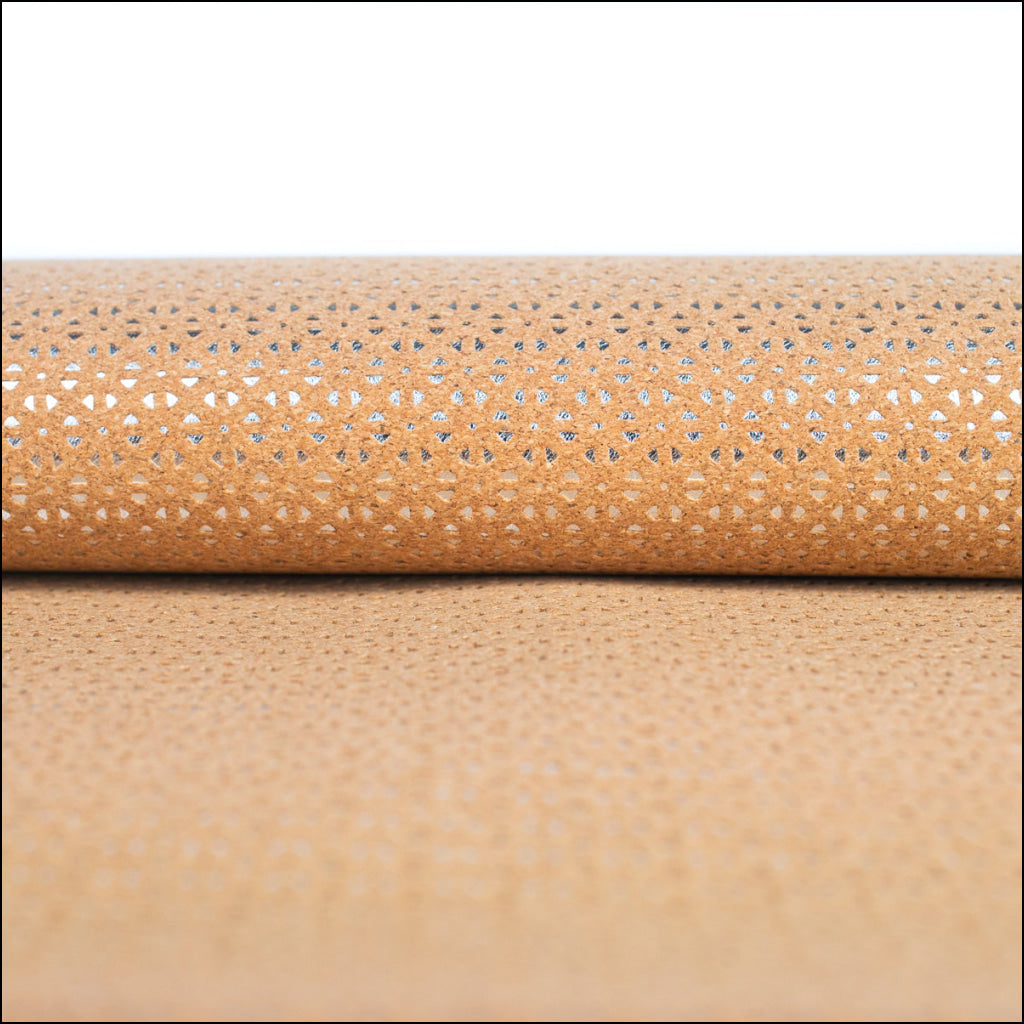 Natural Cork Fabric With Laser Cutout Effect And Silver Backing Cof-466 Cork Fabric