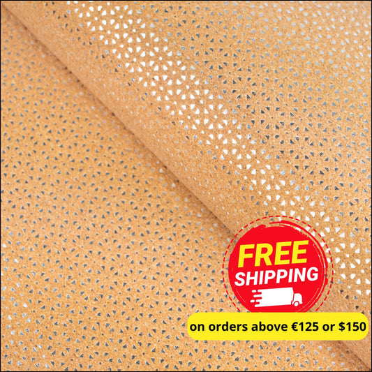Natural Cork Fabric With Laser Cutout Effect And Silver Backing Cof-466 Cork Fabric