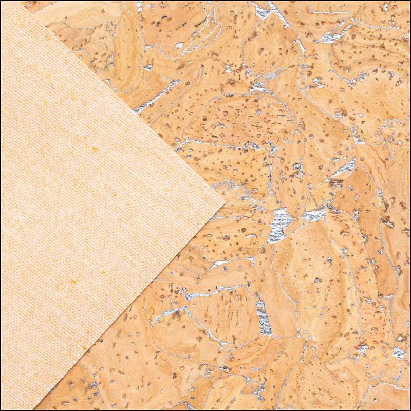 Natural Cork Fabric with Silver Veins COF-364-A cork fabric