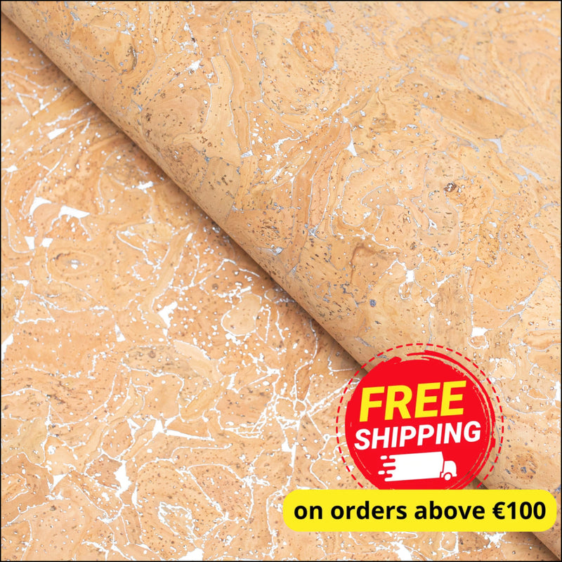 Natural Cork Fabric with Silver Veins COF-364-A cork fabric