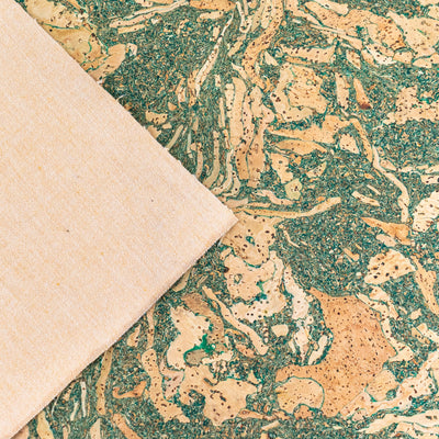 Natural Cork Fabric with Tea Leaf Inlay Vegan Leather COF 283 C cork fabric