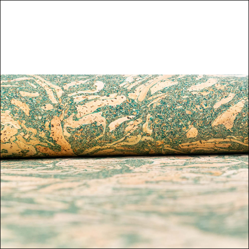 Natural Cork Fabric with Tea Leaf Inlay Vegan Leather COF 283 C cork fabric