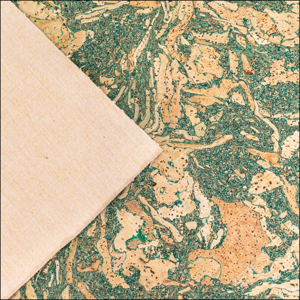 Natural Cork Fabric with Tea Leaf Inlay Vegan Leather COF 283 C cork fabric