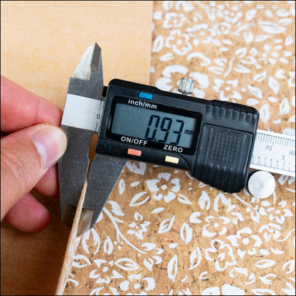 Natural Cork Fabric with White Floral Print COF-630 cork fabric