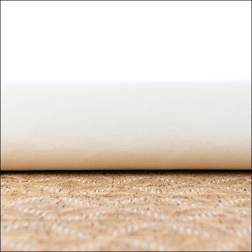 Natural Cork Fabric with White Geometric Cut-Out Pattern COF-663 cork fabric