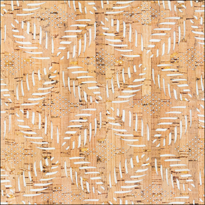 Natural Cork Fabric with White Geometric Cut-Out Pattern COF-663 cork fabric