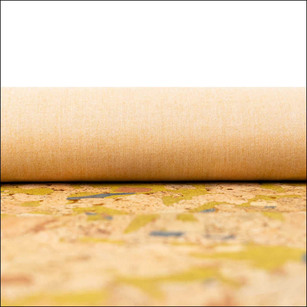 Natural Cork Fabric with Yellow-Gold Accents COF-629 cork fabric