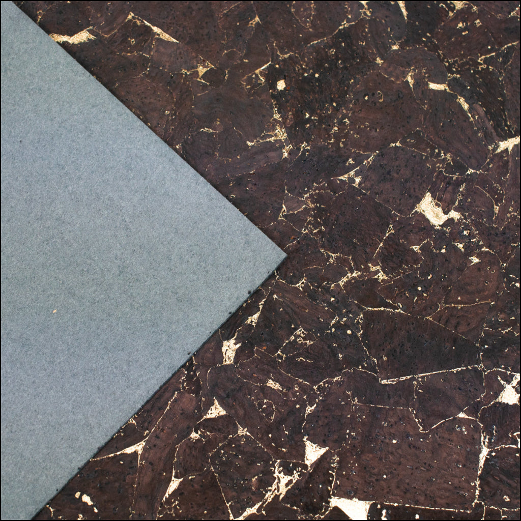 Natural Cork Material In Brown With Gold Accents Cof-249-B Cork Fabric