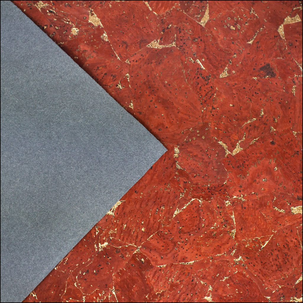 Natural Cork Material In Light Brown With Gold Accents Cof-471 Cork Fabric