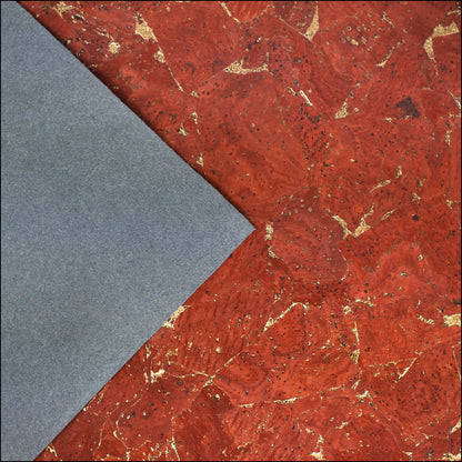 Natural Cork Material In Light Brown With Gold Accents Cof-471 Cork Fabric