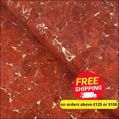 Natural Cork Material In Light Brown With Gold Accents Cof-471 Cork Fabric